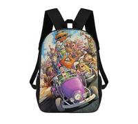 sinyumoney Cartoon Car Adventure -1 School Bags Work Laptop Backpack Rucksack Bag for Campus Outdoor Travel Sports 17inch