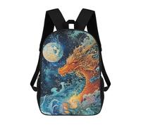 sinyumoney Cartoon Celestial Dragons Gaze 3D Printed 17 Inch School Children's Backpacks 3D Printed Cool School Bag for Boys Elementary And Middle