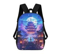 sinyumoney Cartoon Celestial Sakura Temple Children's 17 Inch Backpacks 3D Printed Rucksack for Kids Travel Rucksacks Book Bags Kids School Bag