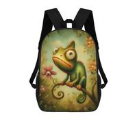 sinyumoney Cartoon Chameleon on Branch with Flowers Backpack School Business Laptop Rucksack Bag Unisex Casual Daypack for Girls Boys Teenage 17inch