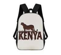 sinyumoney Cartoon Cheetah Kenya Travel 3D Printed 17 Inch School Children's Backpacks 3D Printed Cool School Bag for Boys Elementary And Middle