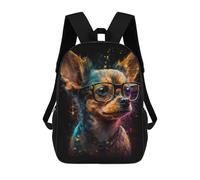 sinyumoney Cartoon Chihuahua with Glasses Art Print Children's 17 Inch Backpacks 3D Printed Backpack for Kids Travel Rucksacks Book Bags Kids School Bag