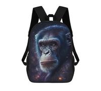 sinyumoney Cartoon Chimpanzee Portrait Art Print 3D Printed 17 Inch School Children's Backpacks 3D Printed Cool School Bag for Boys Elementary And Middle
