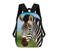 sinyumoney Cartoon Close Up Zebra in A Field Children's 17 Inch Backpacks 3D Printed Backpack for Kids Travel Rucksacks Book Bags Kids School Bag
