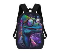 sinyumoney Cartoon Colorful Dinosaur Sunglasses Art -2 Children's 17 Inch Backpacks 3D Printed Rucksack for Kids Travel Rucksacks Book Bags Kids School Bag