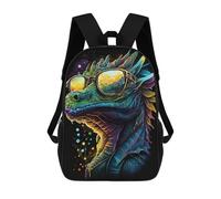 sinyumoney Cartoon Colorful Dragon Sunglasses Art Children's 17 Inch Backpacks 3D Printed Backpack for Kids Travel Rucksacks Book Bags Kids School Bag
