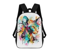 sinyumoney Cartoon Colorful Sphynx Cat Children's 17 Inch Backpacks 3D Printed Rucksack for Kids Travel Rucksacks Book Bags Kids School Bag