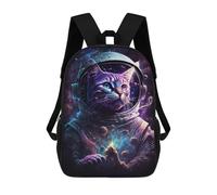 sinyumoney Cartoon Cosmic Cat Astronaut Art Print-1 Children's 17 Inch Backpacks 3D Printed Backpack for Kids Travel Rucksacks Book Bags Kids School Bag