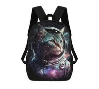 sinyumoney Cartoon Cosmic Cat Astronaut Art Print-10 Children's 17 Inch Backpacks 3D Printed Backpack for Kids Travel Rucksacks Book Bags Kids School Bag