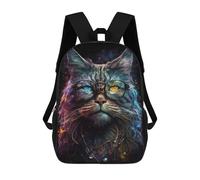 sinyumoney Cartoon Cosmic Cat Glasses Art Print-3 Children's 17 Inch Backpacks 3D Printed Backpack for Kids Travel Rucksacks Book Bags Kids School Bag