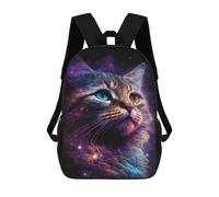 sinyumoney Cartoon Cosmic Cat Portrait-53 Children's 17 Inch Backpacks 3D Printed Backpack for Kids Travel Rucksacks Book Bags Kids School Bag