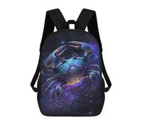 sinyumoney Cartoon Cosmic Crab Art Print-5 Children's 17 Inch Backpacks 3D Printed Rucksack for Kids Travel Rucksacks Book Bags Kids School Bag