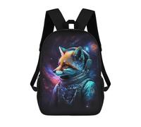 sinyumoney Cartoon Cosmic Fox Astronaut Art Print-7 Children's 17 Inch Backpacks 3D Printed Backpack for Kids Travel Rucksacks Book Bags Kids School Bag