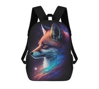 sinyumoney Cartoon Cosmic Fox Portrait Artwork-1 Children's 17 Inch Backpacks 3D Printed Rucksack for Kids Travel Rucksacks Book Bags Kids School Bag