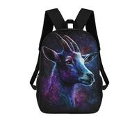 sinyumoney Cartoon Cosmic Goat Head Art Print Children's 17 Inch Backpacks 3D Printed Backpack for Kids Travel Rucksacks Book Bags Kids School Bag