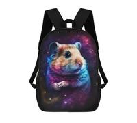 sinyumoney Cartoon Cosmic Hamster Art Print Children's 17 Inch Backpacks 3D Printed Backpack for Kids Travel Rucksacks Book Bags Kids School Bag