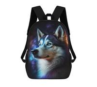 sinyumoney Cartoon Cosmic Husky Portrait-3 3D Printed 17 Inch School Children's Backpacks 3D Printed Cool School Bag for Boys Elementary And Middle