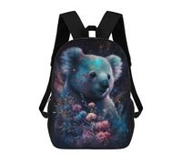 sinyumoney Cartoon Cosmic Koala with Flowers-3 Children's 17 Inch Backpacks 3D Printed Backpack for Kids Travel Rucksacks Book Bags Kids School Bag