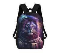 sinyumoney Cartoon Cosmic Lion Astronaut Art Print Children's 17 Inch Backpacks 3D Printed Rucksack for Kids Travel Rucksacks Book Bags Kids School Bag