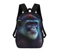 sinyumoney Cartoon Cosmic Monkey Portrait-2 3D Printed 17 Inch School Children's Backpacks 3D Printed Cool School Bag for Boys Elementary And Middle