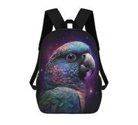 sinyumoney Cartoon Cosmic Parrot Artwork Children's 17 Inch Backpacks 3D Printed Backpack for Kids Travel Rucksacks Book Bags Kids School Bag