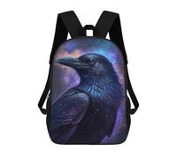 sinyumoney Cartoon Cosmic Raven Art Print-15 3D Printed 17 Inch School Children's Backpacks 3D Printed Cool School Bag for Boys Elementary And Middle
