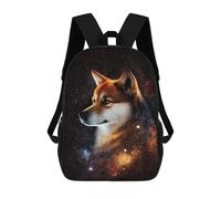 sinyumoney Cartoon Cosmic Wolf Portrait Artwork-7 Children's 17 Inch Backpacks 3D Printed Rucksack for Kids Travel Rucksacks Book Bags Kids School Bag
