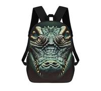 sinyumoney Cartoon Crocodile Close-Up 3D Printed 17 Inch School Children's Backpacks 3D Printed Cool School Bag for Boys Elementary And Middle