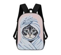 sinyumoney Cartoon Cute Bathroom Cat Poster Children's 17 Inch Backpacks 3D Printed Rucksack for Kids Travel Rucksacks Book Bags Kids School Bag