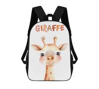 sinyumoney Cartoon Cute Giraffe Animal Nursery 3D Printed 17 Inch School Children's Backpacks 3D Printed Cool School Bag for Boys Elementary And Middle