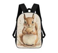 sinyumoney Cartoon Cute Squirrel with Nut Illustration Children's 17 Inch Backpacks 3D Printed Backpack for Kids Travel Rucksacks Book Bags Kids School Bag