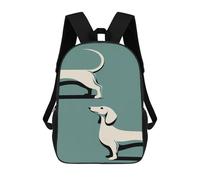 sinyumoney Cartoon Dachshund Dog Print Children's 17 Inch Backpacks 3D Printed Rucksack for Kids Travel Rucksacks Book Bags Kids School Bag
