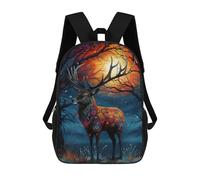 sinyumoney Cartoon Deer in Sunset 3D Printed 17 Inch School Children's Backpacks 3D Printed Cool School Bag for Boys Elementary And Middle