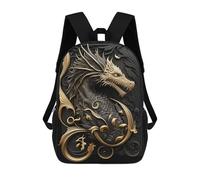 sinyumoney Cartoon Dragon Golden Flame Children's 17 Inch Backpacks 3D Printed Rucksack for Kids Travel Rucksacks Book Bags Kids School Bag