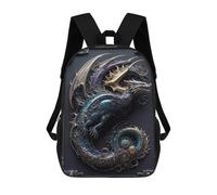 sinyumoney Cartoon Dragon Wings Art Deco 3D Printed 17 Inch School Children's Backpacks 3D Printed Cool School Bag for Boys Elementary And Middle
