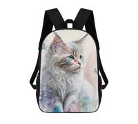 sinyumoney Cartoon Dreamy Watercolor Cat Children's 17 Inch Backpacks 3D Printed Backpack for Kids Travel Rucksacks Book Bags Kids School Bag
