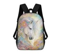 sinyumoney Cartoon Dreamy White Horse 3D Printed 17 Inch School Children's Backpacks 3D Printed Cool School Bag for Boys Elementary And Middle