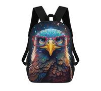 sinyumoney Cartoon Eagle with Glasses Art Print Children's 17 Inch Backpacks 3D Printed Rucksack for Kids Travel Rucksacks Book Bags Kids School Bag