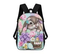 sinyumoney Cartoon Easter Bunny Basket Children's 17 Inch Backpacks 3D Printed Backpack for Kids Travel Rucksacks Book Bags Kids School Bag