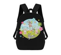 sinyumoney Cartoon Easter Fun Easter Bunny Children's 17 Inch Backpacks 3D Printed Backpack for Kids Travel Rucksacks Book Bags Kids School Bag