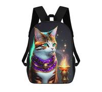 sinyumoney Cartoon Enchanted Egyptian Cat Statue Children's 17 Inch Backpacks 3D Printed Rucksack for Kids Travel Rucksacks Book Bags Kids School Bag