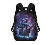 sinyumoney Cartoon Fantasy Sailing Ship Art Print-4 Children's 17 Inch Backpacks 3D Printed Backpack for Kids Travel Rucksacks Book Bags Kids School Bag