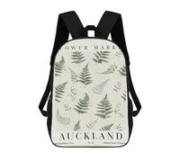 sinyumoney Cartoon Fern Auckland Flower Market Children's 17 Inch Backpacks 3D Printed Backpack for Kids Travel Rucksacks Book Bags Kids School Bag
