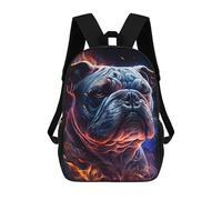 sinyumoney Cartoon Flaming Bulldog Artwork Children's 17 Inch Backpacks 3D Printed Backpack for Kids Travel Rucksacks Book Bags Kids School Bag