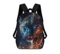sinyumoney Cartoon Flaming Leopard Art Print -1 3D Printed 17 Inch School Children's Backpacks 3D Printed Cool School Bag for Boys Elementary And Middle