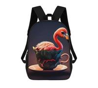 sinyumoney Cartoon Flamingo 3D Printed 17 Inch School Children's Backpacks 3D Printed Cool School Bag for Boys Elementary And Middle