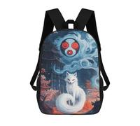 sinyumoney Cartoon Fox in Japanese Temple 3D Printed 17 Inch School Children's Backpacks 3D Printed Cool School Bag for Boys Elementary And Middle