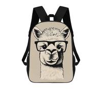 sinyumoney Cartoon Funny Hipster Alpaca 3D Printed 17 Inch School Children's Backpacks 3D Printed Cool School Bag for Boys Elementary And Middle