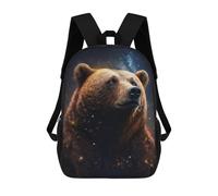 sinyumoney Cartoon Galactic Bear Majesty -2 3D Printed 17 Inch School Children's Backpacks 3D Printed Cool School Bag for Boys Elementary And Middle