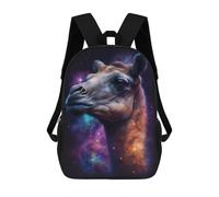 sinyumoney Cartoon Galactic Camel Portrait-3 Children's 17 Inch Backpacks 3D Printed Rucksack for Kids Travel Rucksacks Book Bags Kids School Bag
